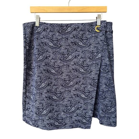 Michael Kors Blue + White Paisley Faux Wrap Skirt Size Large - Picture 2 of 7